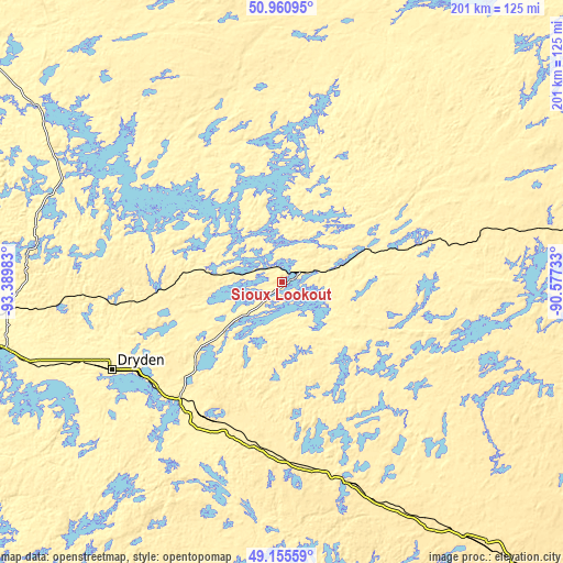 Topographic map of Sioux Lookout
