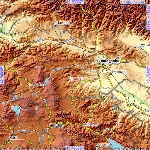 Topographic map of Dmanisi