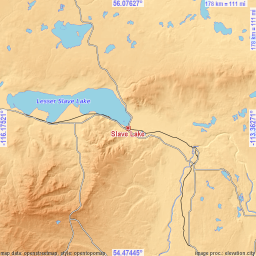 Topographic map of Slave Lake