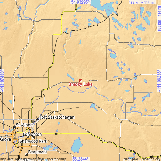 Topographic map of Smoky Lake