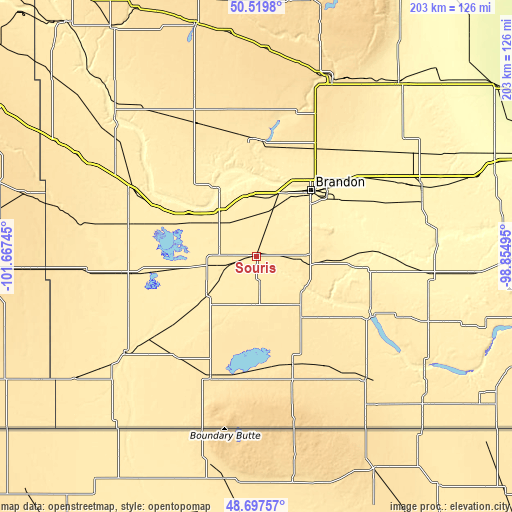 Topographic map of Souris