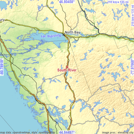 Topographic map of South River
