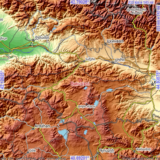 Topographic map of Bakuriani