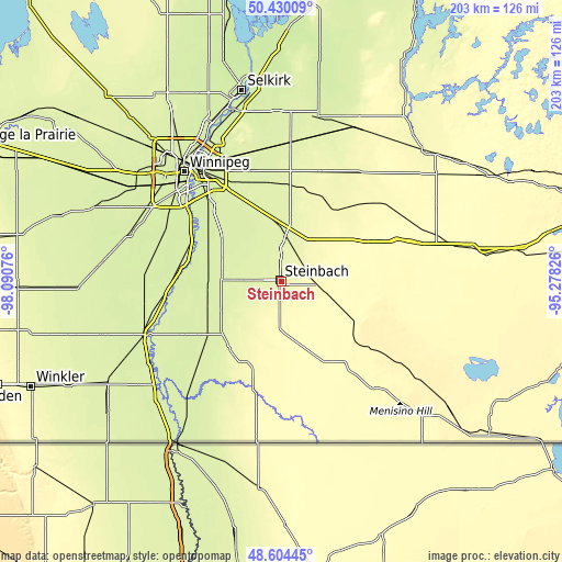 Topographic map of Steinbach