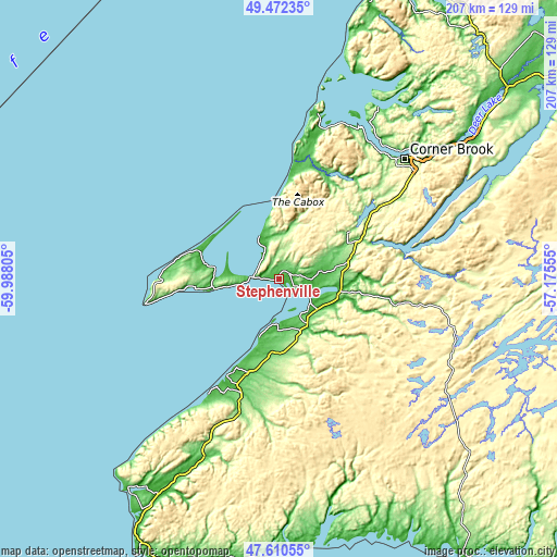 Topographic map of Stephenville