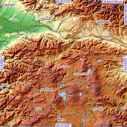 Topographic map of Aspindza