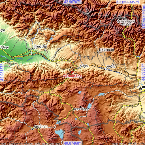 Topographic map of Akhaldaba