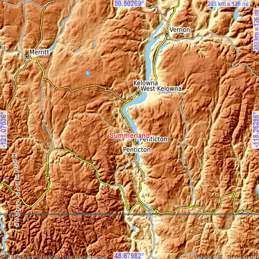 Topographic map of Summerland