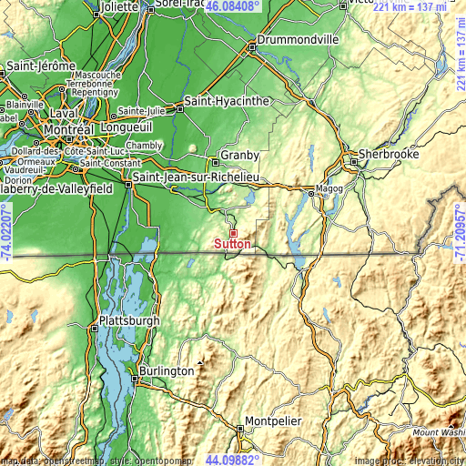 Topographic map of Sutton