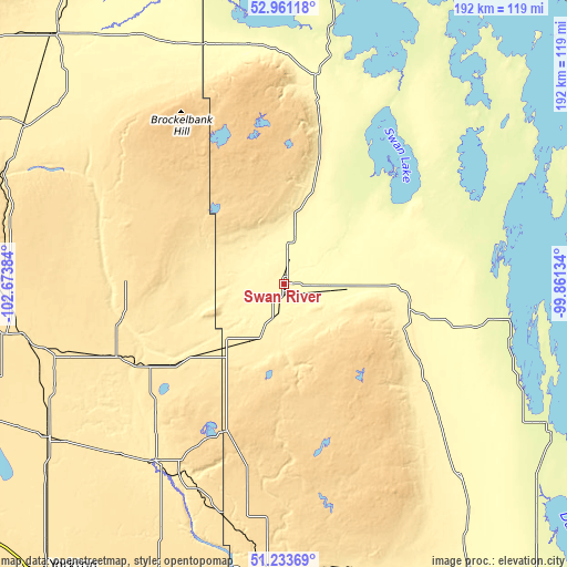 Topographic map of Swan River