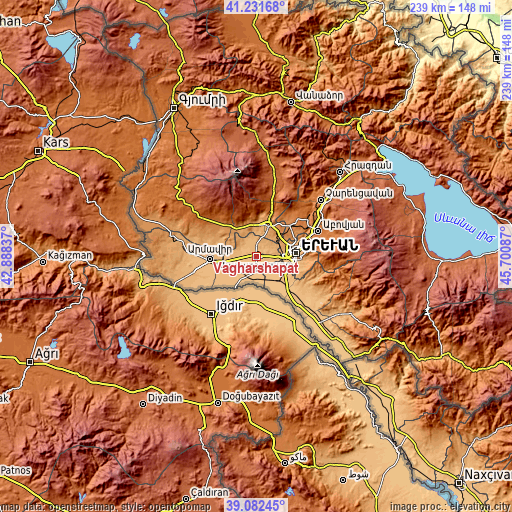 Topographic map of Vagharshapat