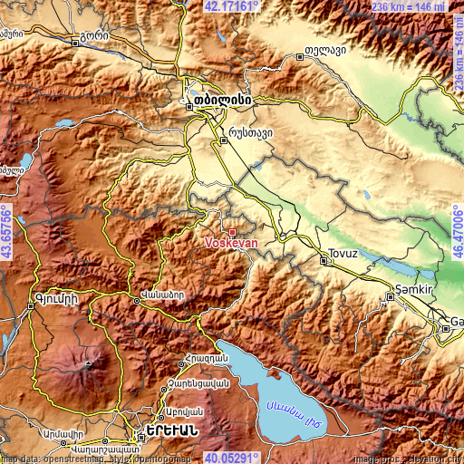 Topographic map of Voskevan