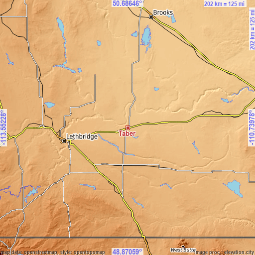 Topographic map of Taber