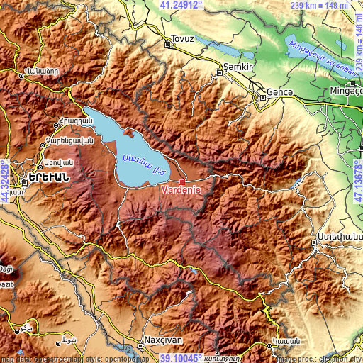 Topographic map of Vardenis
