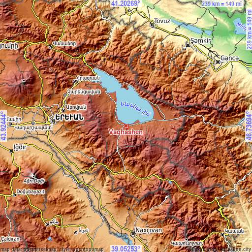 Topographic map of Vaghashen