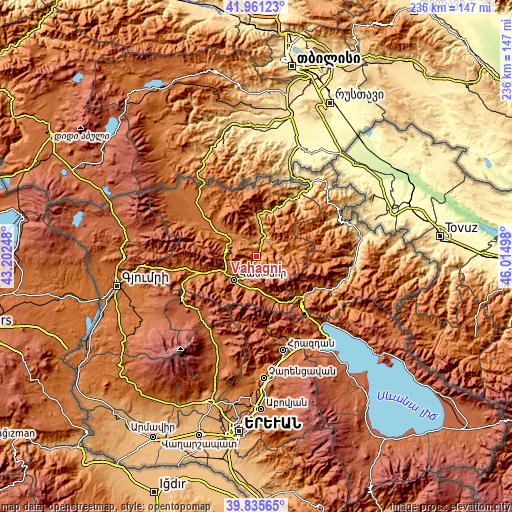 Topographic map of Vahagni