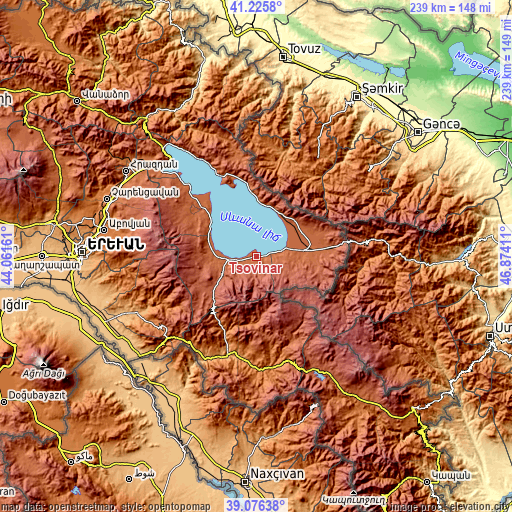 Topographic map of Tsovinar