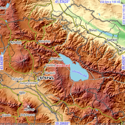 Topographic map of Tsovazard