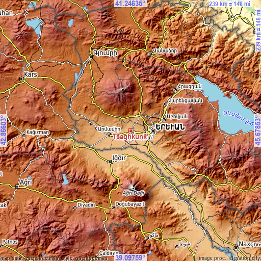 Topographic map of Tsaghkunk’