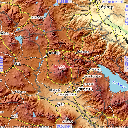Topographic map of Tsaghkahovit