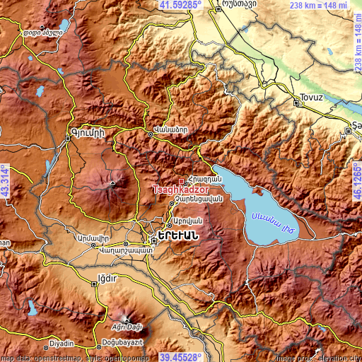 Topographic map of Tsaghkadzor