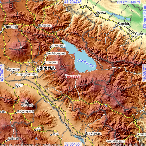 Topographic map of Tsovasar