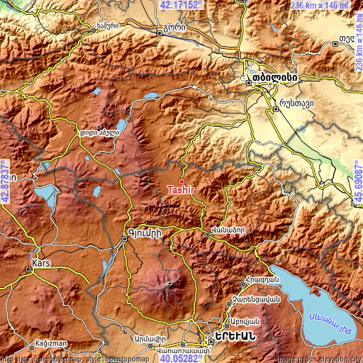 Topographic map of Tashir