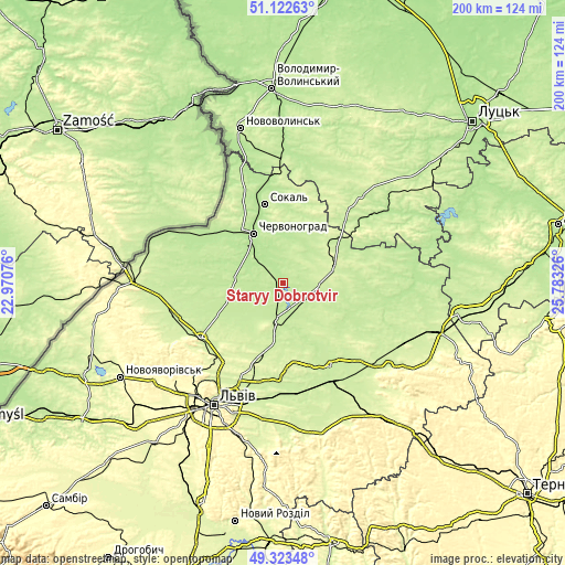 Topographic map of Staryy Dobrotvir