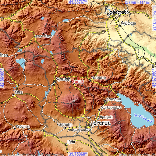 Topographic map of Spitak