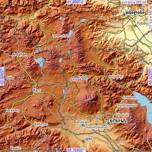 Topographic map of Shirak
