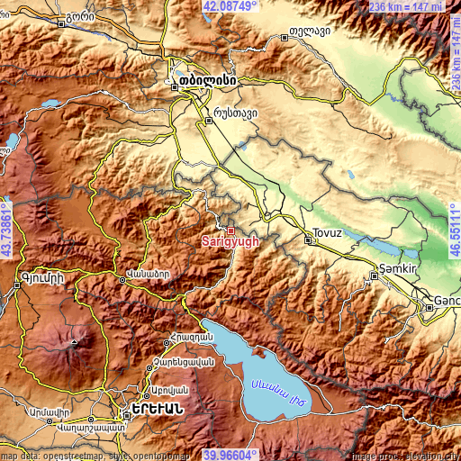 Topographic map of Sarigyugh