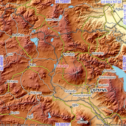 Topographic map of Saratak