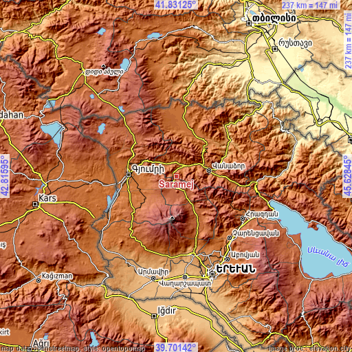 Topographic map of Saramej