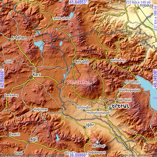 Topographic map of Pemzashen