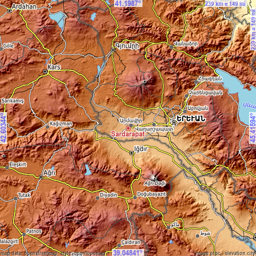 Topographic map of Sardarapat