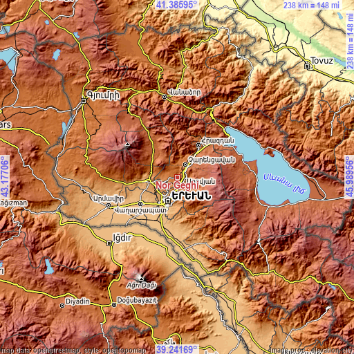 Topographic map of Nor Geghi