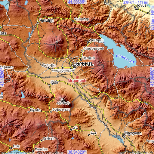 Topographic map of Mrganush