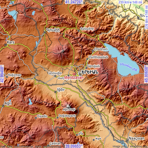 Topographic map of Merdzavan