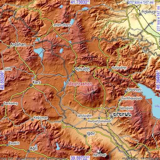 Topographic map of Meghrashen