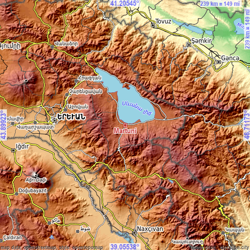 Topographic map of Martuni