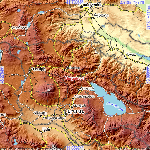 Topographic map of Margahovit