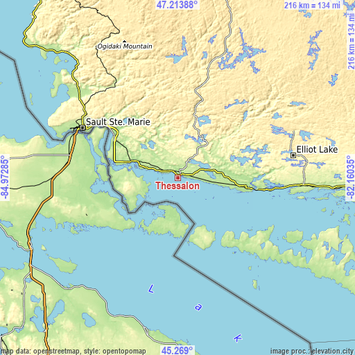 Topographic map of Thessalon