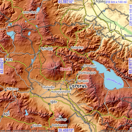 Topographic map of Kasakh