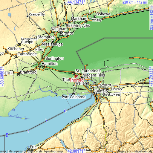 Topographic map of Thorold