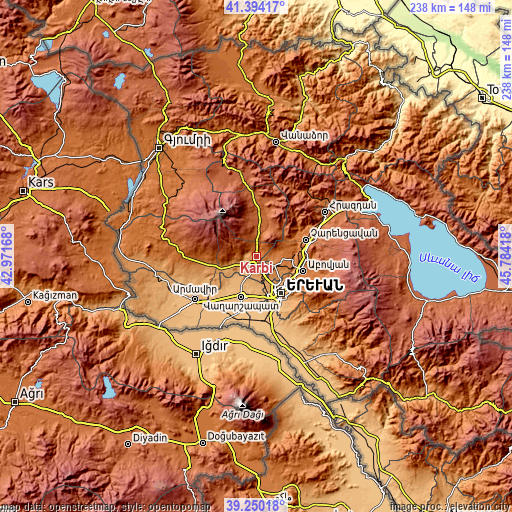 Topographic map of Karbi