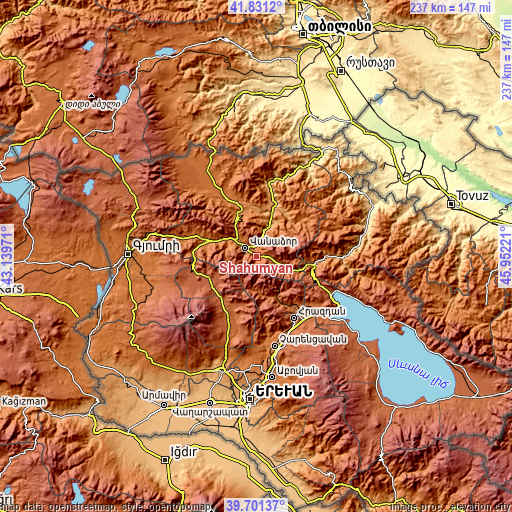 Topographic map of Shahumyan