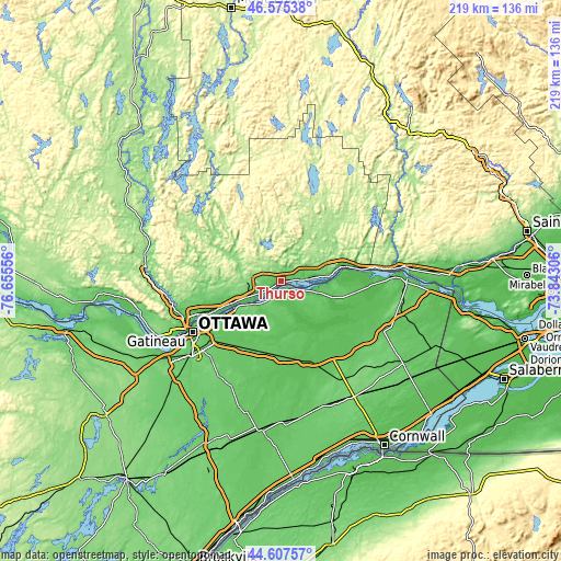 Topographic map of Thurso