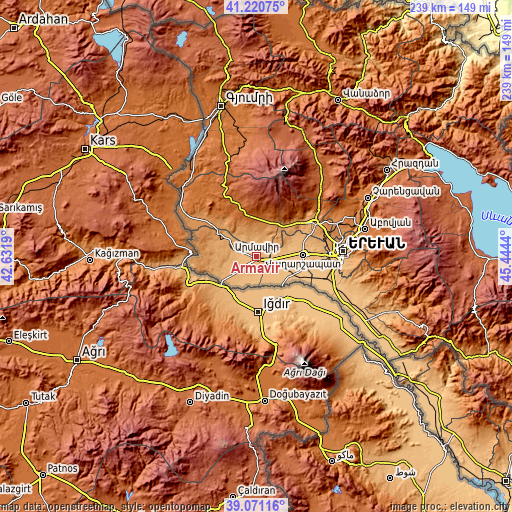 Topographic map of Armavir