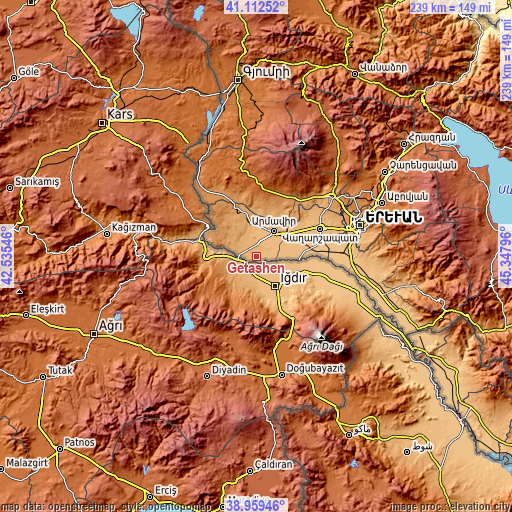 Topographic map of Getashen