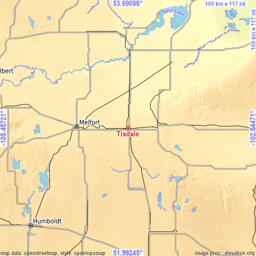 Topographic map of Tisdale
